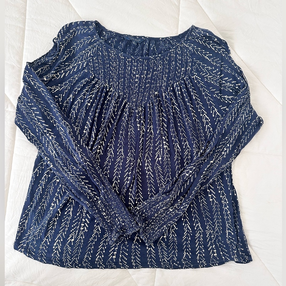 Lucky Brand Navy and White Blouse